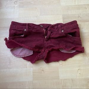 Carmar Maroon Snakeskin Denim Shorts